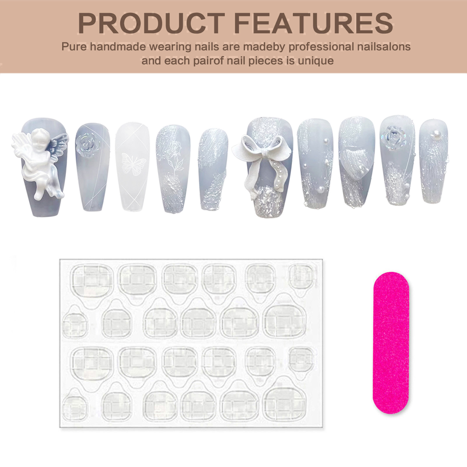 3D Plaster Angel False Nails G - Pressed Flower Art recension och pris