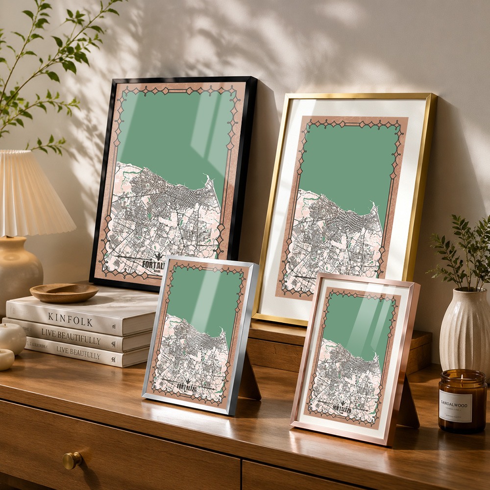 Fortaleza City Map Framed Meta - Custom Map Poster recension och pris