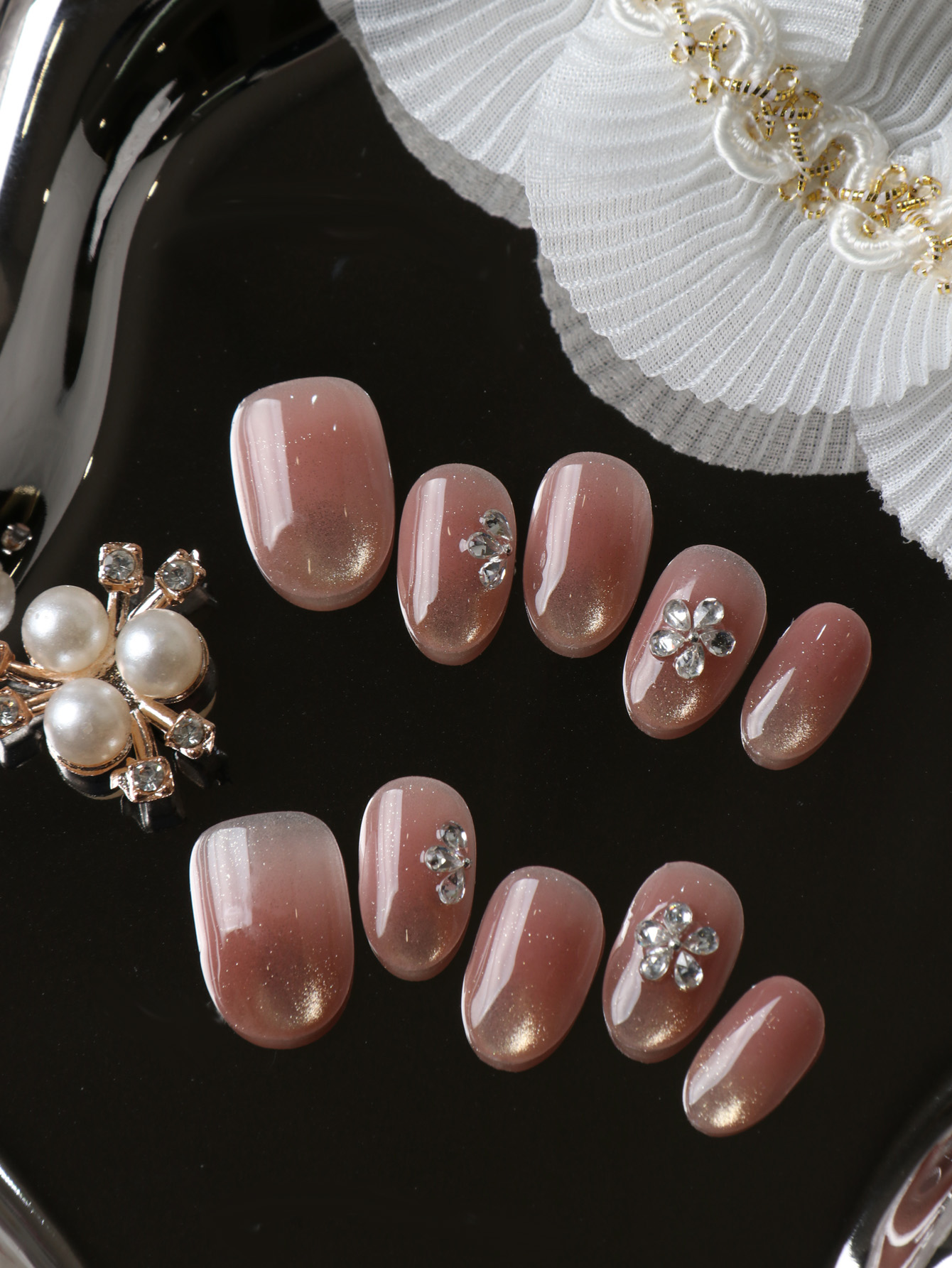 10Pcs Press on Nails Short Cat - Pressed Flower Art recension och pris